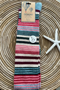 luscious scarves wool socks Gemjar Formally Joya, Women's Light blue striped over-the-Knee Wool Blend Socks