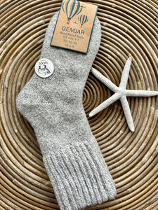 luscious scarves wool socks Gemjar Formally Joya, Women's Light Grey thick wool blend socks with ribbed cuff