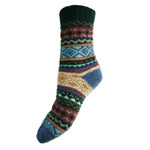 Load image into Gallery viewer, luscious scarves wool socks Gemjar Formally Joya, Women's Multi coloured, Blue, orange and brown Scandi patterned soft Wool Blend socks
