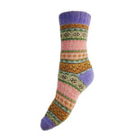 Load image into Gallery viewer, luscious scarves wool socks Gemjar Formally Joya, Women's Multi coloured, Pink and purple Scandi patterned soft Wool Blend socks
