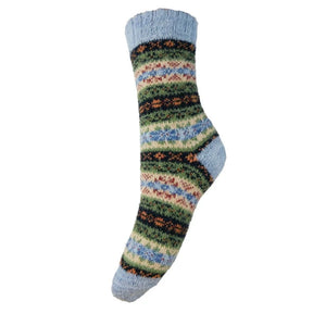 luscious scarves wool socks Gemjar Formally Joya, Women's Pale blue, green and black Scandi patterned soft Wool Blend socks