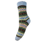 Load image into Gallery viewer, luscious scarves wool socks Gemjar Formally Joya, Women&#39;s Pale blue, green and black Scandi patterned soft Wool Blend socks
