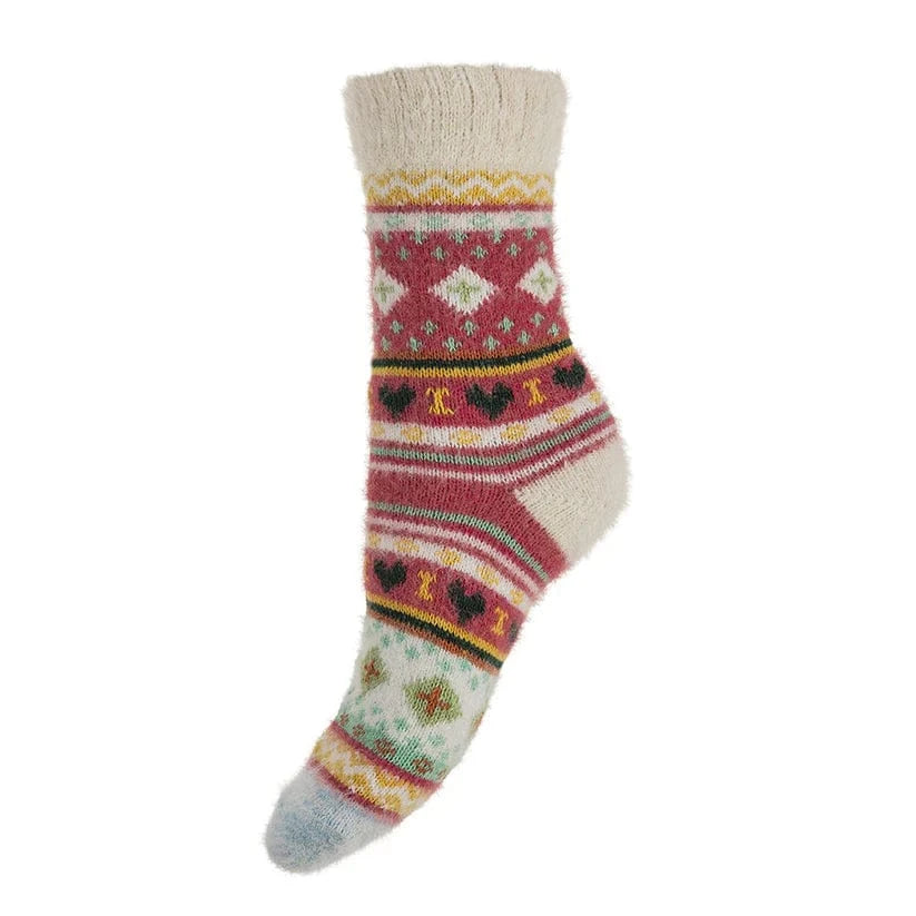 luscious scarves wool socks Gemjar Formally Joya, Women's ,Pink Nordic patterned soft Wool Blend socks
