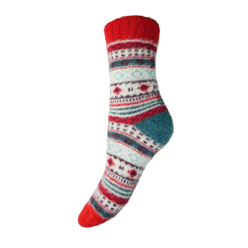 luscious scarves wool socks Gemjar Formally Joya, Women's Red and white patterned Wool Blend socks