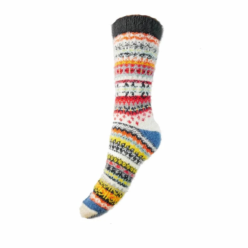 luscious scarves wool socks Gemjar Formally Joya, Women's White and Multi coloured patterned soft Wool Blend socks
