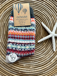 luscious scarves wool socks Gemjar Formally Joya, Women's White and Multi coloured patterned soft Wool Blend socks