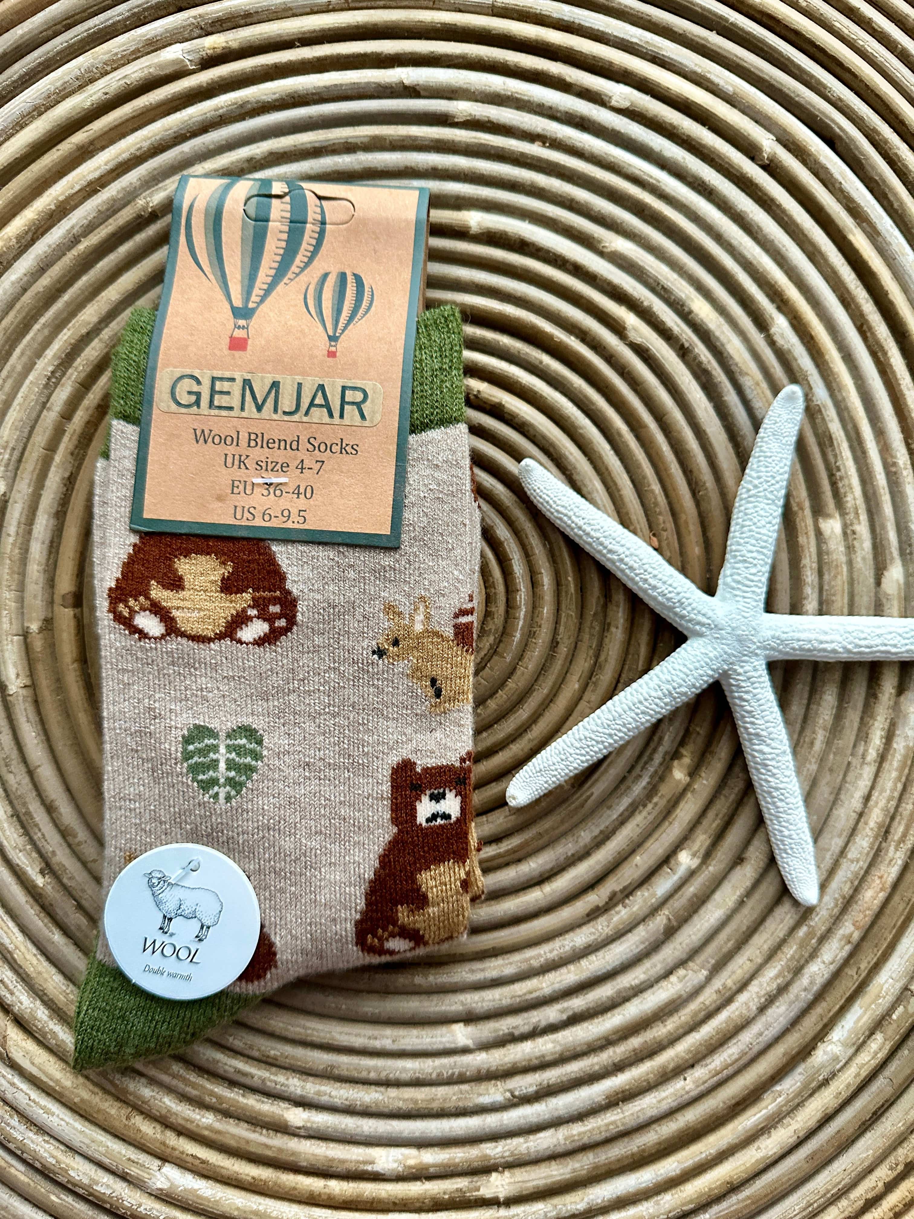 luscious scarves wool socks Gemjar Formally Joya, Women's Woodland animals wool blend socks