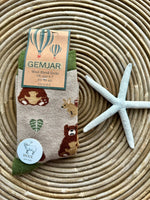 Load image into Gallery viewer, luscious scarves wool socks Gemjar Formally Joya, Women&#39;s Woodland animals wool blend socks
