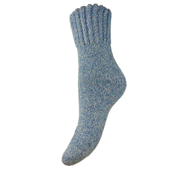 luscious scarves wool socks Gemjar formally known as Joya, Blue Marl Thick Wool Blend Ladies Socks with a Ribbed Cuff WS588
