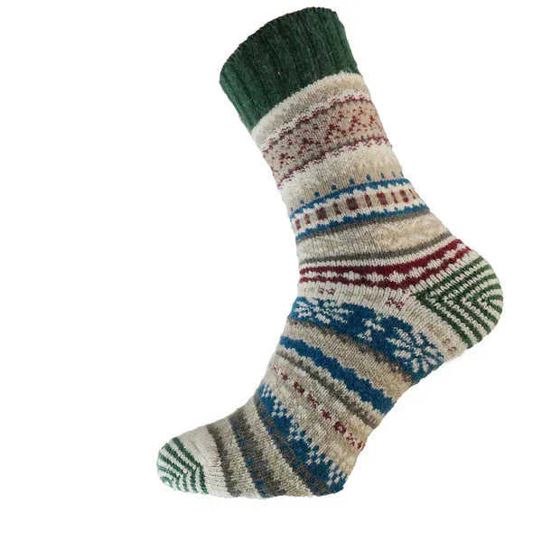 luscious scarves wool socks Gemjar formally known as Joya Cream, Blue and Green Nordic Patterned Wool Blend Socks Mens MWS177