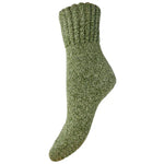 Load image into Gallery viewer, luscious scarves wool socks Gemjar formally known as Joya, Green Marl Thick Wool Blend Ladies Socks with a Ribbed Cuff WS589
