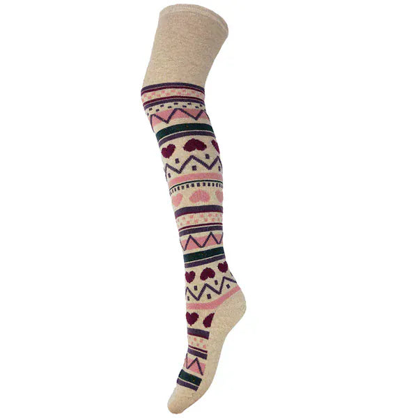 luscious scarves wool socks Gemjar formally known as Joya Heart Pattered Over the Knee Socks LWS016