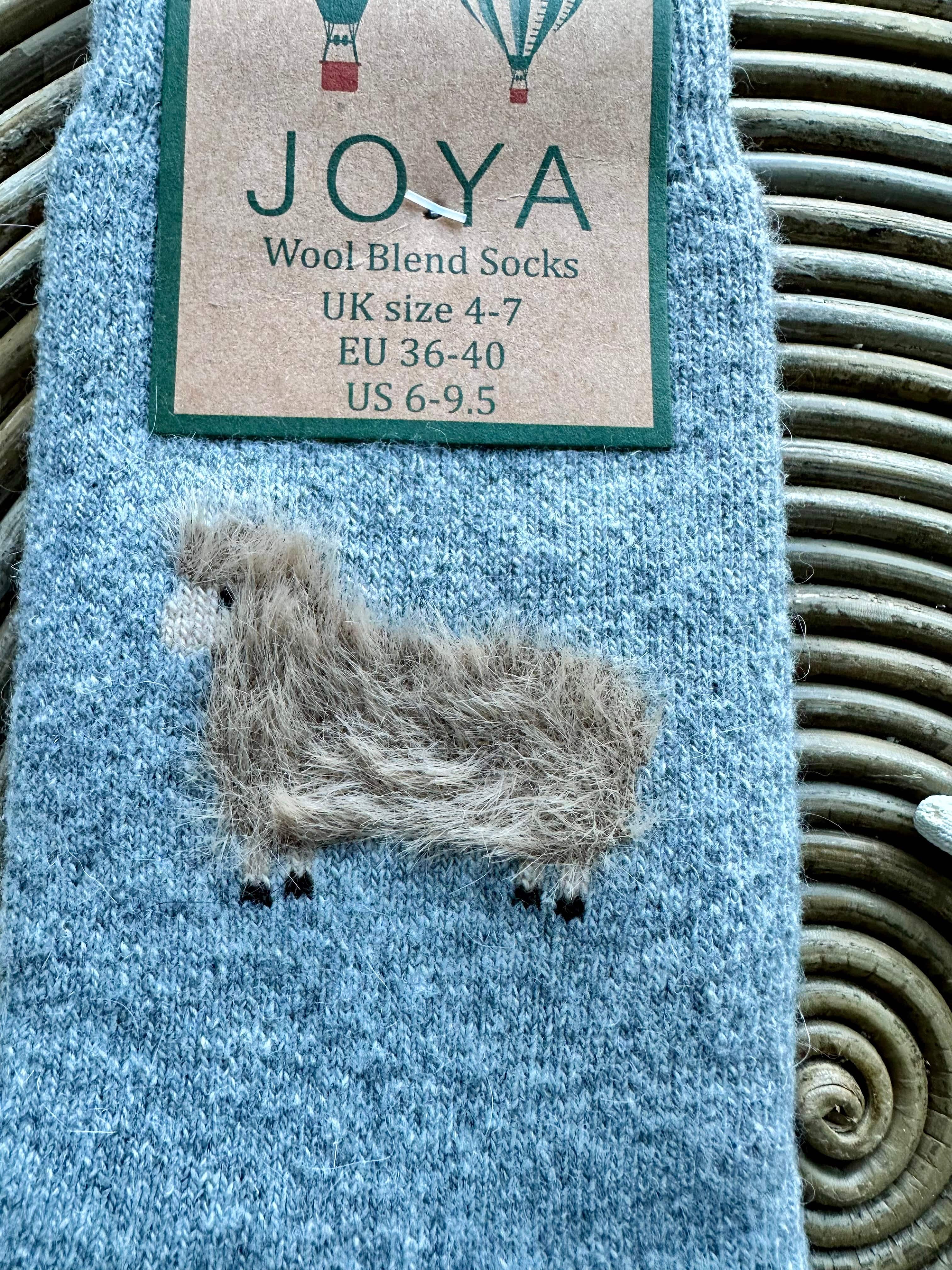 luscious scarves wool socks Ladies Joya Fluffy Sheep Socks , Wool Blend , Grey 4-7 WS485