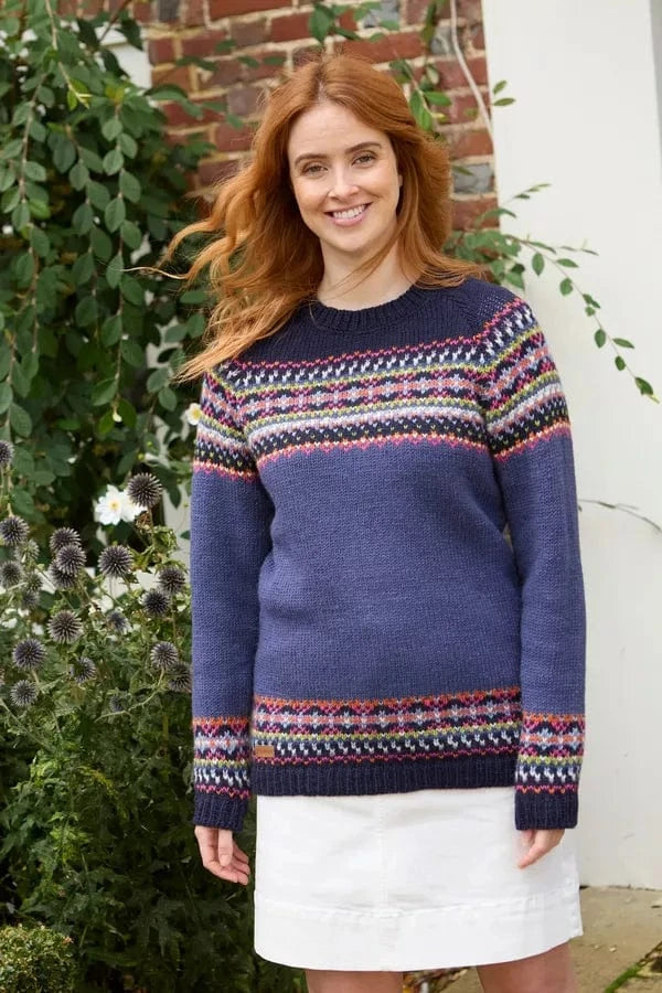 luscious scarves wool sweater M Pachamama Iona Sweater Denim, Hand Knitted, Fair Trade