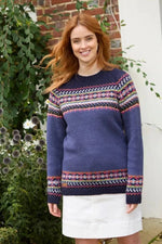Load image into Gallery viewer, luscious scarves wool sweater M Pachamama Iona Sweater Denim, Hand Knitted, Fair Trade
