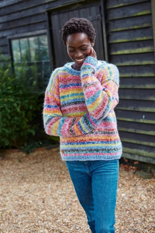 luscious scarves wool sweater M Pachamama San Francisco San Francisco Pastel Rainbow Sweater , Handmade , Fairtrade