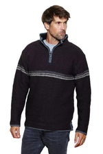 Load image into Gallery viewer, luscious scarves wool sweater Pachamama Connemara Half Zip Navy Hand Knitted
