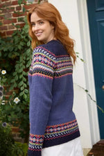 Load image into Gallery viewer, luscious scarves wool sweater Pachamama Iona Sweater Denim, Hand Knitted, Fair Trade
