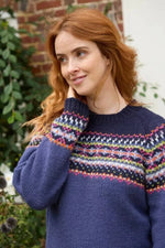 Load image into Gallery viewer, luscious scarves wool sweater Pachamama Iona Sweater Denim, Hand Knitted, Fair Trade
