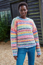 Load image into Gallery viewer, luscious scarves wool sweater Pachamama San Francisco San Francisco Pastel Rainbow Sweater , Handmade , Fairtrade
