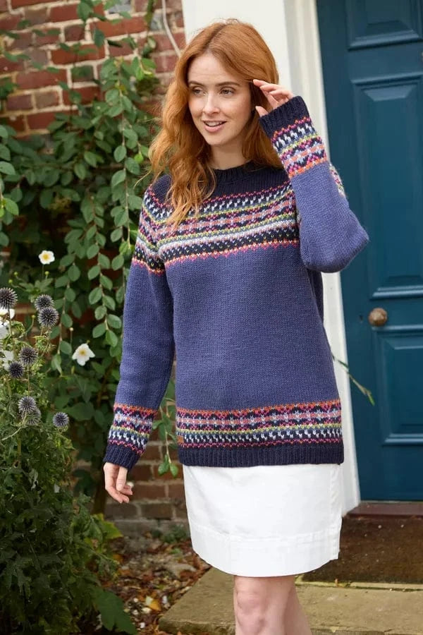 luscious scarves wool sweater S Pachamama Iona Sweater Denim, Hand Knitted, Fair Trade