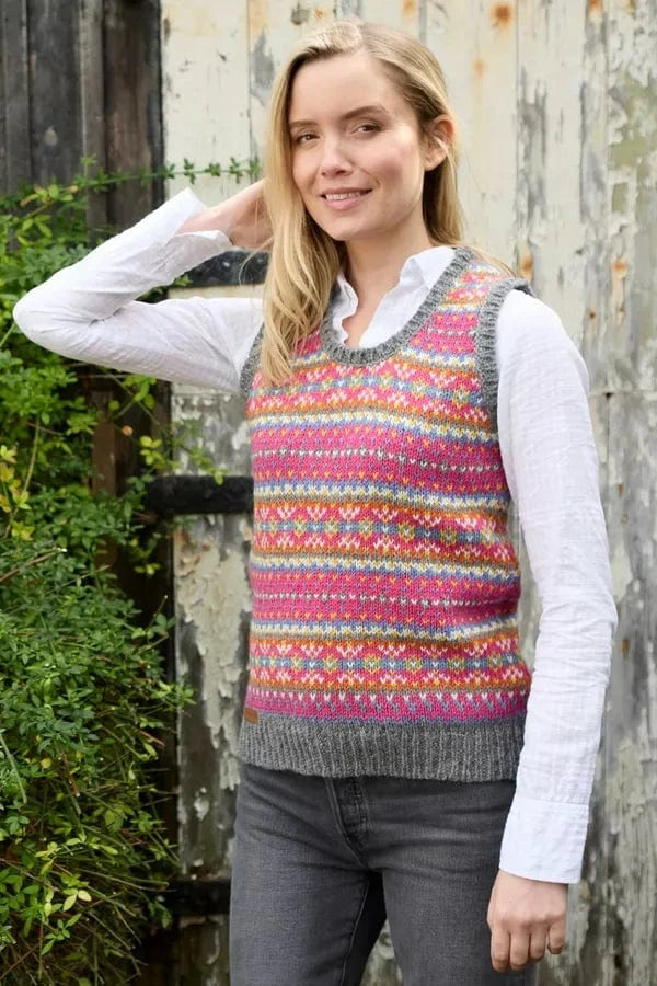 luscious scarves wool tank top S Pachamama Iona Tank Top Pink , Handmade, Fairtrade