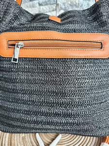 luscious scarves Woven Shoulder Bag with Tassel and Bead .
