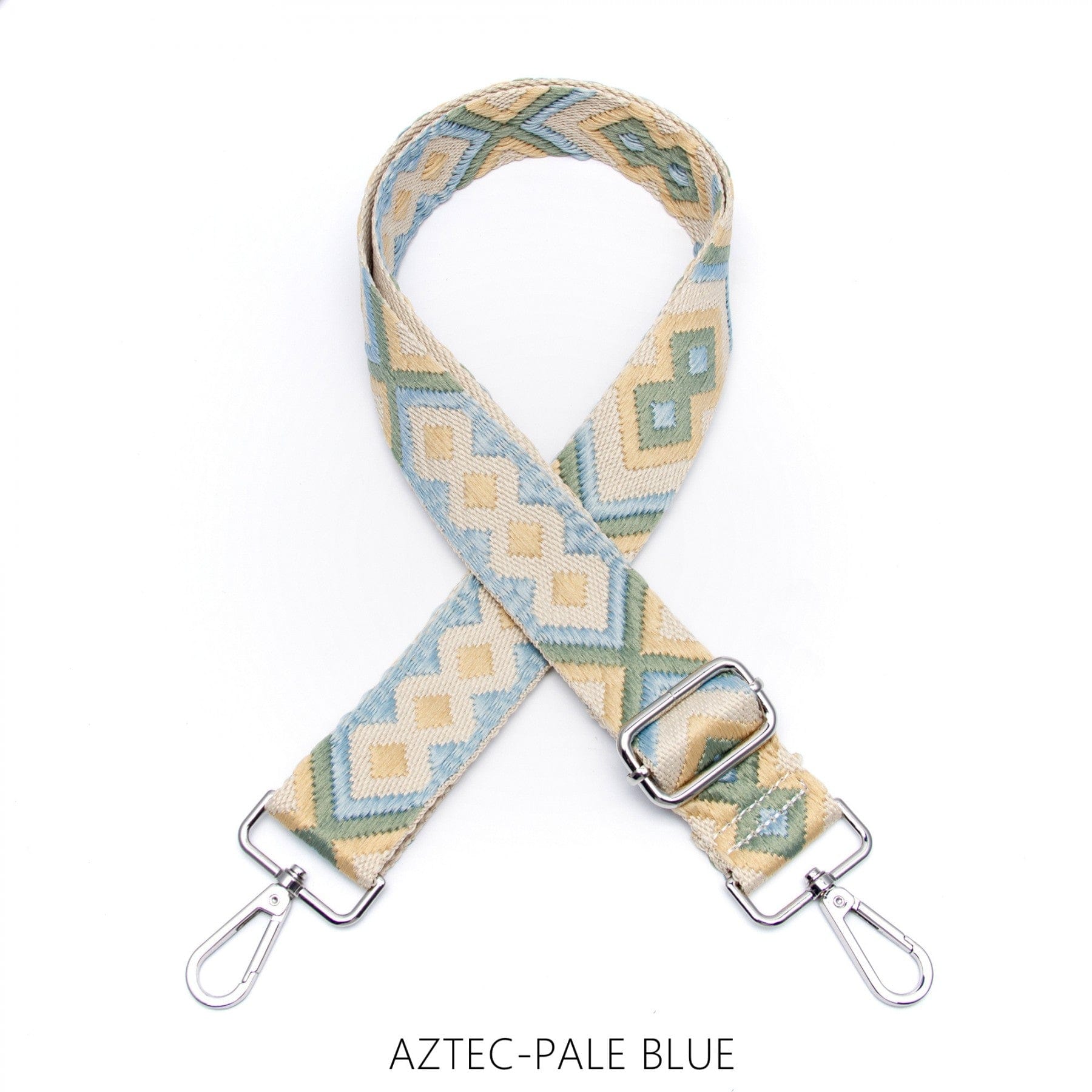 lusciousscarves Apparel & Accessories Aztec-Pale Blue Slim Interchangeable Handbag Straps with Silver Hardware