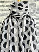 Load image into Gallery viewer, lusciousscarves Apparel &amp; Accessories Black, Grey and White Shaded Circles Scarf

