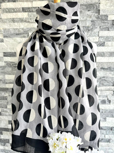 lusciousscarves Apparel & Accessories Black, Grey and White Shaded Circles Scarf