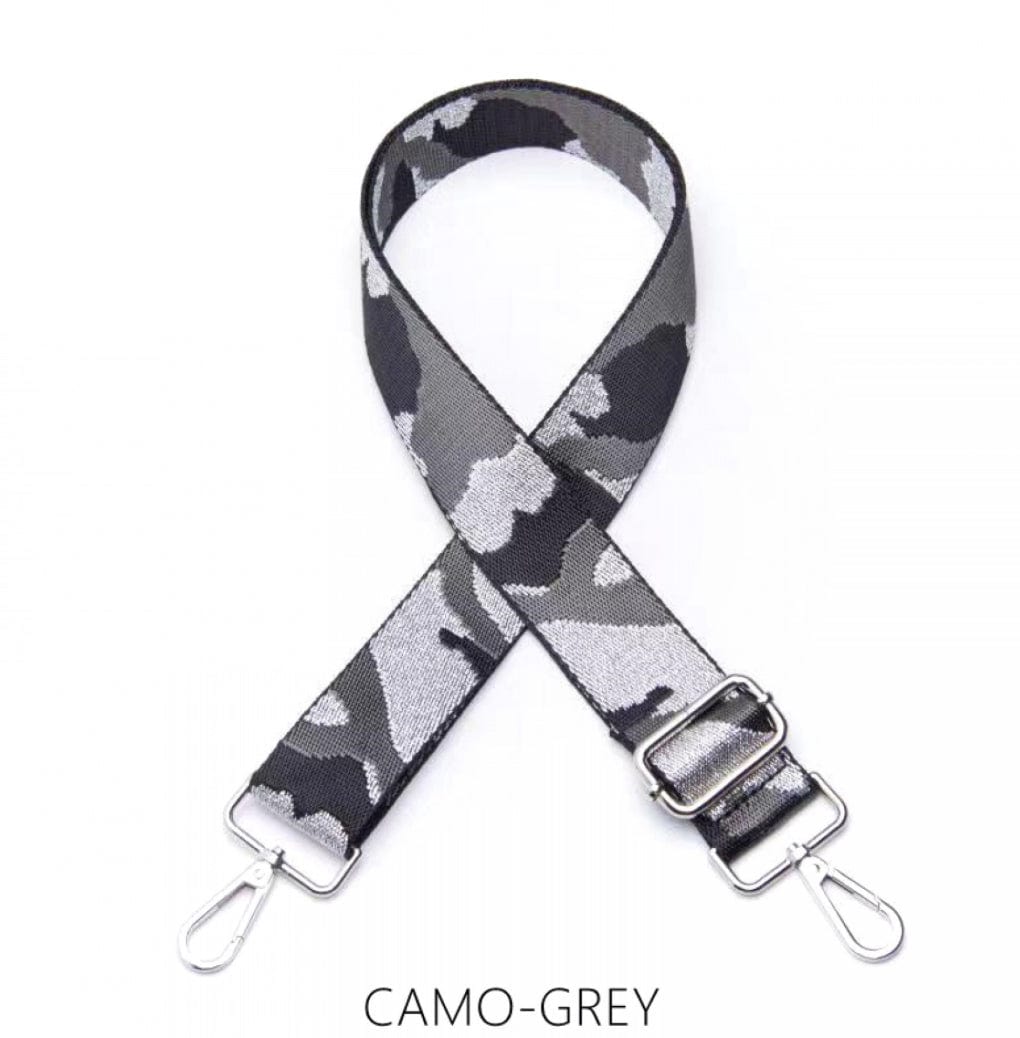 lusciousscarves Apparel & Accessories Camo-Grey Slim Interchangeable Canvas Hand bag Straps with Silver Hardware