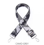 Load image into Gallery viewer, lusciousscarves Apparel &amp; Accessories Camo-Grey Slim Interchangeable Canvas Hand bag Straps with Silver Hardware
