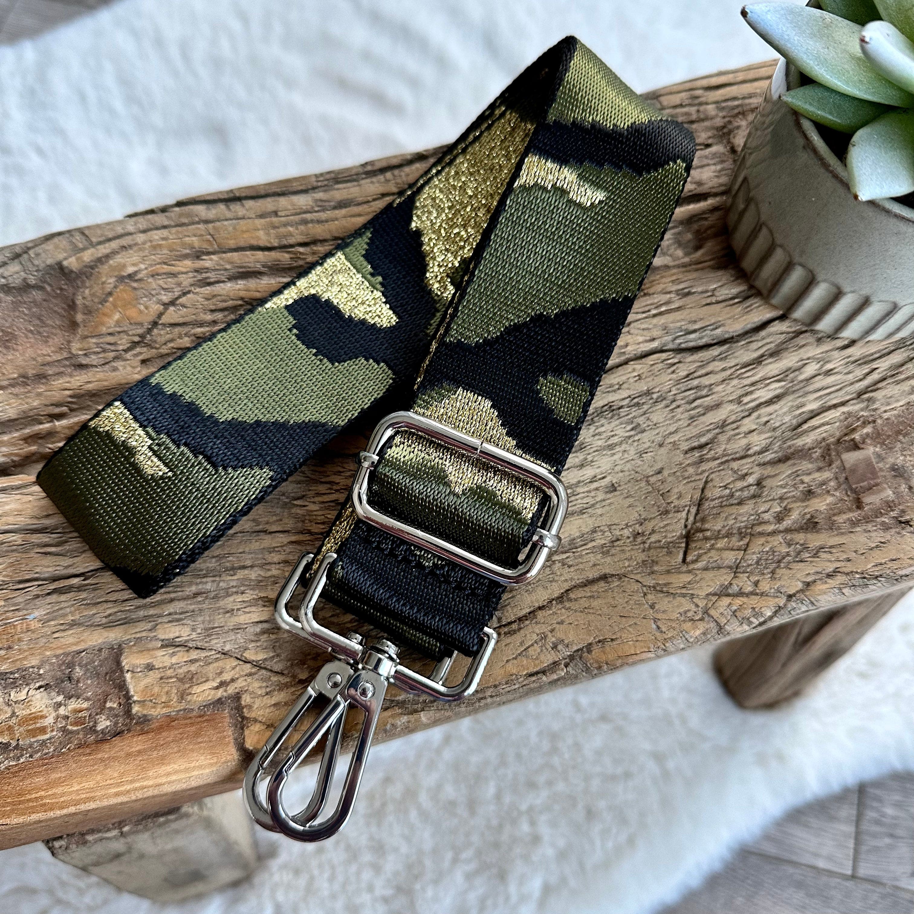 lusciousscarves Apparel & Accessories Camo-Khaki Slim Interchangeable Handbag Straps with Silver Hardware