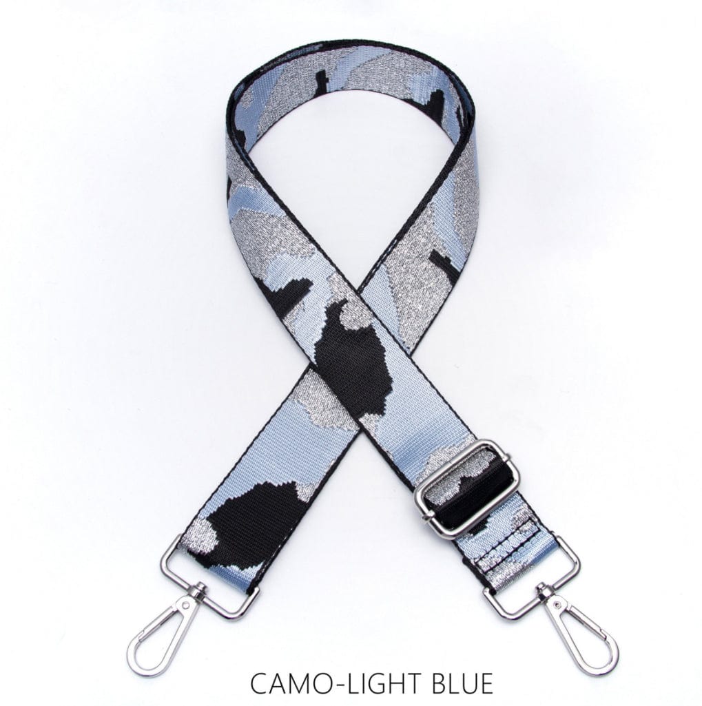 lusciousscarves Apparel & Accessories Camo Light Blue Slim Interchangeable Canvas Hand bag Straps with Silver Hardware