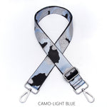 Load image into Gallery viewer, lusciousscarves Apparel &amp; Accessories Camo Light Blue Slim Interchangeable Canvas Hand bag Straps with Silver Hardware
