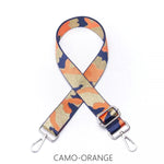 Load image into Gallery viewer, lusciousscarves Apparel &amp; Accessories Camo Orange Slim Interchangeable Canvas Hand bag Straps with Silver Hardware
