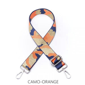 lusciousscarves Apparel & Accessories Camo Orange Slim Interchangeable Canvas Hand bag Straps with Silver Hardware