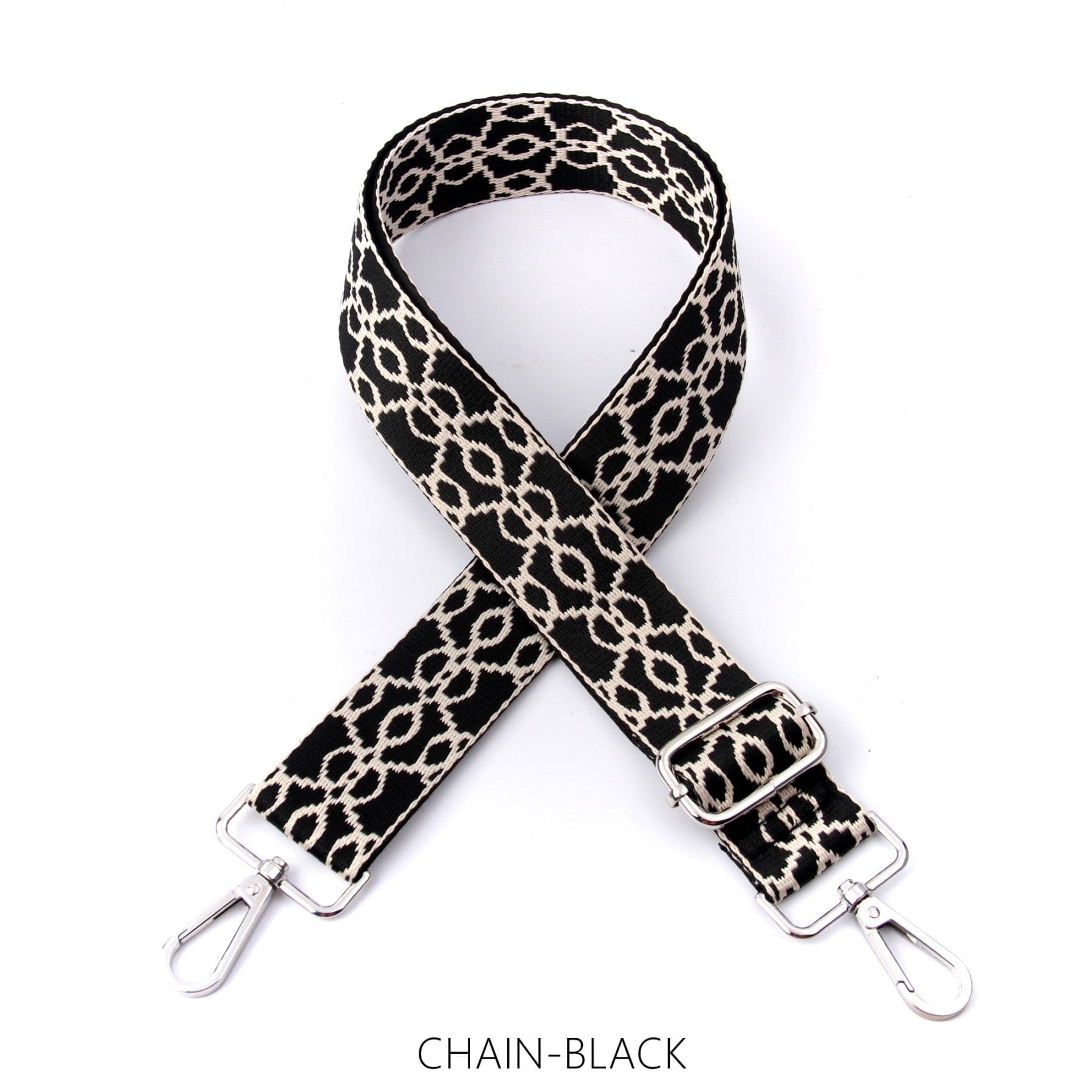 lusciousscarves Apparel & Accessories Chain-Black Slim Interchangeable Handbag Straps with Silver Hardware