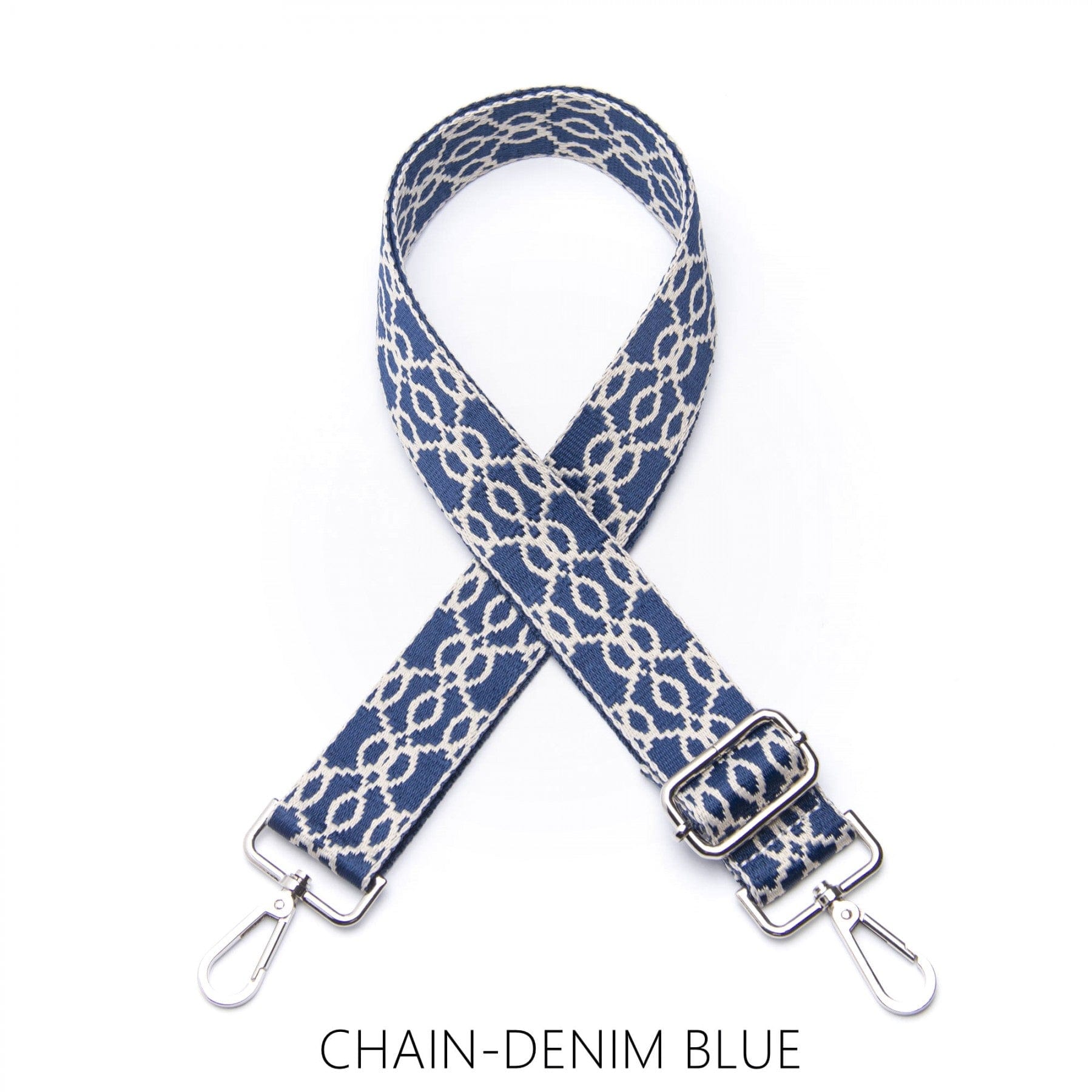 lusciousscarves Apparel & Accessories Chain-Blue Slim Interchangeable Handbag Straps with Silver Hardware