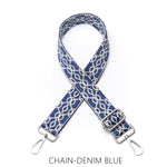 Load image into Gallery viewer, lusciousscarves Apparel &amp; Accessories Chain-Blue Slim Interchangeable Handbag Straps with Silver Hardware
