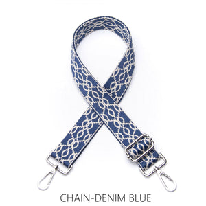 lusciousscarves Apparel & Accessories Chain-Blue Slim Interchangeable Handbag Straps with Silver Hardware