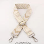 Load image into Gallery viewer, lusciousscarves Apparel &amp; Accessories Chevron Beige Slim Interchangeable Canvas Hand bag Straps with Silver Hardware
