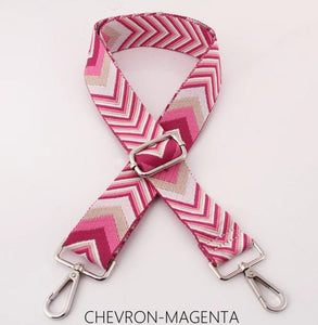lusciousscarves Apparel & Accessories Chevron - Magenta Pink Slim Interchangeable Canvas Hand bag Straps with Silver Hardware