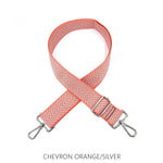 Load image into Gallery viewer, lusciousscarves Apparel &amp; Accessories Chevron Orange Silver Slim Interchangeable Canvas Hand bag Straps with Silver Hardware
