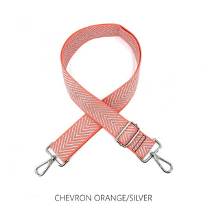 lusciousscarves Apparel & Accessories Chevron Orange Silver Slim Interchangeable Canvas Hand bag Straps with Silver Hardware