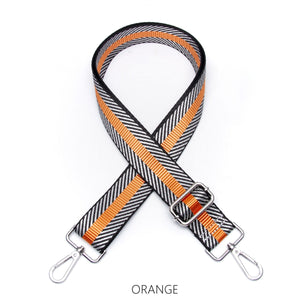 lusciousscarves Apparel & Accessories Chevron-Orange Stripe Slim Interchangeable Handbag Straps with Silver Hardware