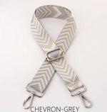 Load image into Gallery viewer, lusciousscarves Apparel &amp; Accessories Chevron Pale Grey Slim Interchangeable Canvas Hand bag Straps with Silver Hardware
