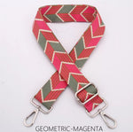 Load image into Gallery viewer, lusciousscarves Apparel &amp; Accessories Chevron Pink Magenta Slim Interchangeable Canvas Hand bag Straps with Silver Hardware
