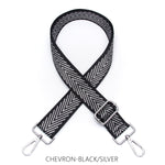 Load image into Gallery viewer, lusciousscarves Apparel &amp; Accessories Chevron-Silver Slim Interchangeable Handbag Straps with Silver Hardware
