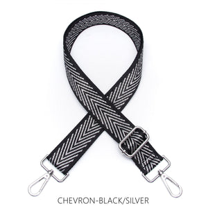 lusciousscarves Apparel & Accessories Chevron-Silver Slim Interchangeable Handbag Straps with Silver Hardware